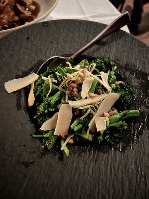 Delicious spicy brocollini  at Crossroads Kitchen in Los Angeles