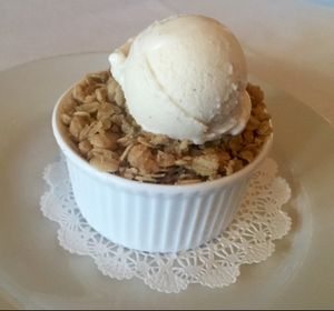 Apple pear cobbler a la mode at Crossroads Kitchen in Los Angeles
