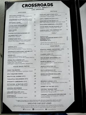 Menu  at Crossroads Kitchen in Los Angeles