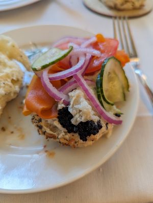Bagel construction at Crossroads Kitchen in Los Angeles