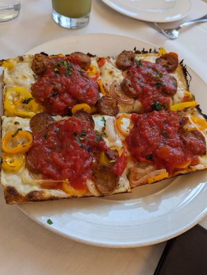 Sicilian supreme pizza at Crossroads Kitchen in Los Angeles