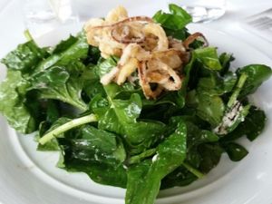spinach salad at Crossroads Kitchen in Los Angeles
