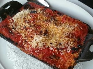 spicy eggplant lasagna at Crossroads Kitchen in Los Angeles