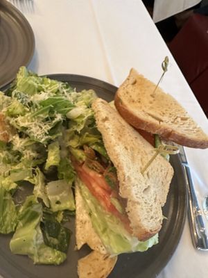 BLT with Caesar saladd  at Crossroads Kitchen in Los Angeles