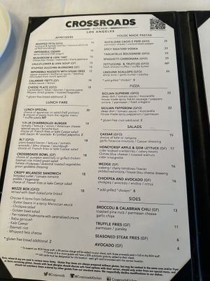 Menu   at Crossroads Kitchen in Los Angeles