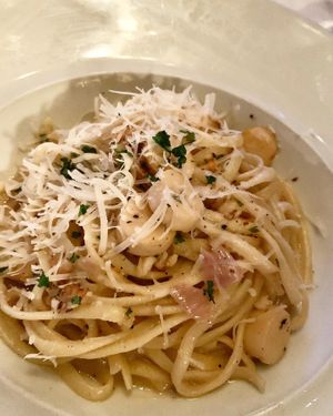 Scallops linguine  at Crossroads Kitchen in Los Angeles