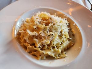 Mafaldine cacio e pepe at Crossroads Kitchen in Los Angeles