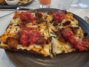 Spicy Sicilian (Not crazy spicy don't worry) at Crossroads Kitchen in Los Angeles