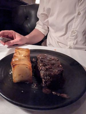 Steak and truffle potatoes at Crossroads Kitchen in Los Angeles