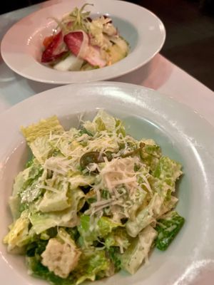 Cesar salad with garlic focaccia croutons.  at Crossroads Kitchen in Los Angeles