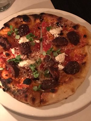 meatball pizza at Crossroads Kitchen in Los Angeles