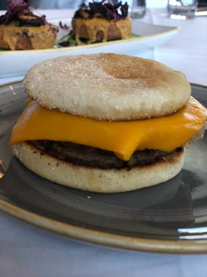Impossible breakfast sandwich  at Crossroads Kitchen in Los Angeles