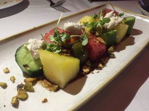 Watermelon salad at Crossroads Kitchen in Los Angeles