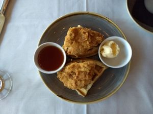 Chicken and waffles at Crossroads Kitchen in Los Angeles