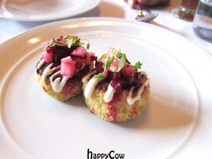 Crab cakes at Crossroads Kitchen in Los Angeles