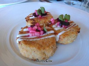 Crab cakes at Crossroads Kitchen in Los Angeles