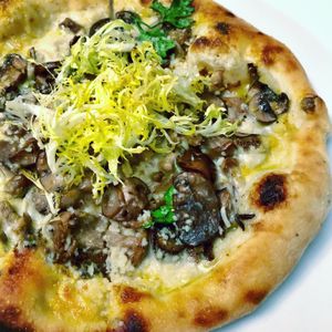 Funghi Misti Pizza - Mushroom Béchamel Pizza at Crossroads Kitchen in Los Angeles