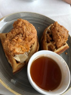 Chicken & waffles  at Crossroads Kitchen in Los Angeles