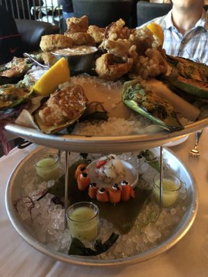 The seafood tower at Crossroads Kitchen in Los Angeles