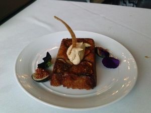 fig upside down cake at Crossroads Kitchen in Los Angeles