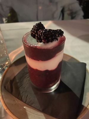 Raspberry Shortcake (shortbread cookie inside) at Crossroads Kitchen in Los Angeles