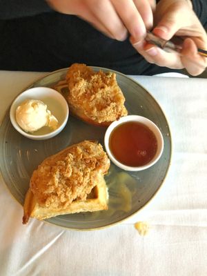 Chicken & waffles  at Crossroads Kitchen in Los Angeles