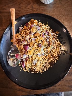 Vegan Tikki (potato patties/hashbrown) Chaat  at Jannat-E-Punjab in Guelph