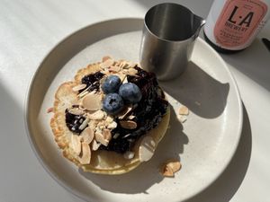 Blueberry pancakes not the best  at Oatis in London