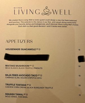 Appetizers menu   at Casa Playa in Las Vegas