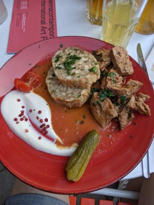 Traditional Austrian dish veganized.  at Cafe Harvest in Vienna