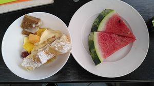 Brunch sweet plates at Cafe Harvest in Vienna
