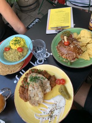 Linsen Dahl, beyond Burger, Gulasch mit Servietten Knödeln   at Cafe Harvest in Vienna