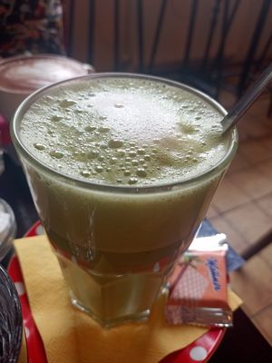 Matcha latte at Cafe Harvest in Vienna