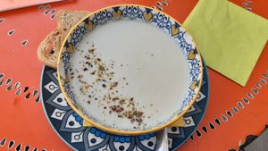 Garlic soup at Cafe Harvest in Vienna