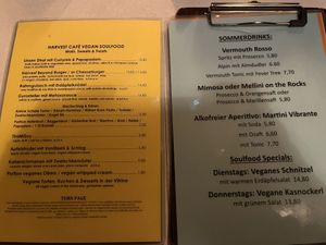 menu   at Cafe Harvest in Vienna