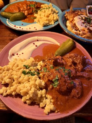 Rahmgoulash  at Cafe Harvest in Vienna