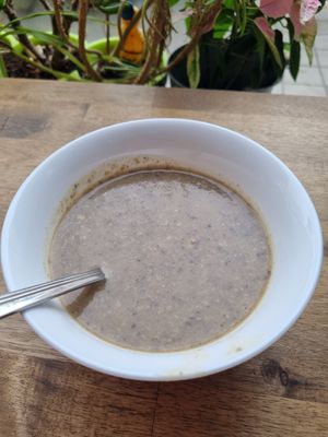 Mushroom soup at Cafe Harvest in Vienna