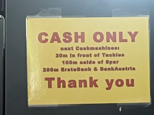 Cash only! at Cafe Harvest in Vienna