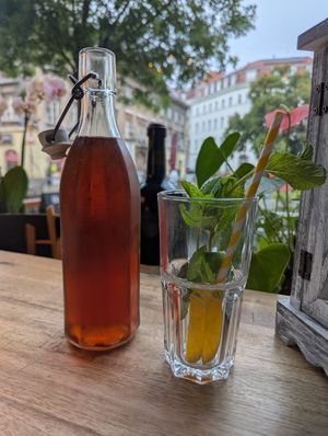 rose granat lemonade at Cafe Harvest in Vienna