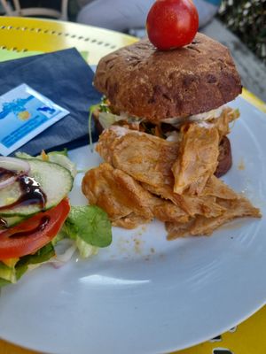 Chicky Kebab (with glutenfree bread, bigger with regular bread) at Cafe Harvest in Vienna