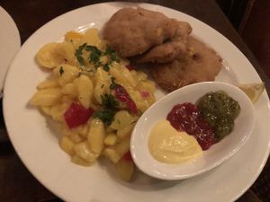 Schnitzel  at Cafe Harvest in Vienna