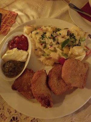 Schnitzel at Cafe Harvest in Vienna