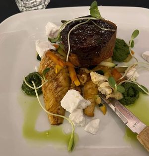 Grilled seitan steak & parsnip at Ravintola Brahe in Hameenlinna