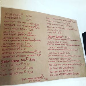 Menu at Soi Soi in Helsinki