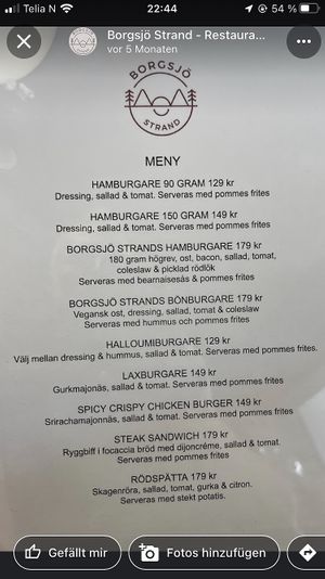 Menu  at Borgsjö Strand - Restaurang & Camping in Erikslund