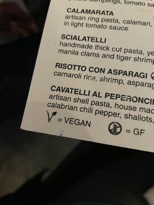 “V” = vegan!!!  at Siamo Napoli in San Diego