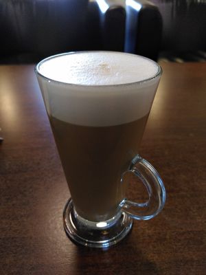 Oat milk latte (August 2025) at Caffi Pen Dinas in Aberystwyth