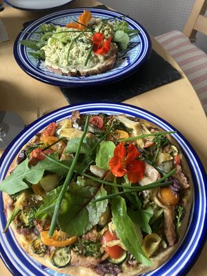 Foraging pizza and tofu scrambled herby  at Loaf BnB in Berwick-upon-tweed