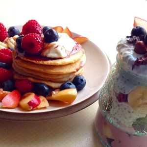 Fruity pancakes & chia pudding.
Vegan & gluten-free. at Loaf BnB in Berwick-upon-tweed
