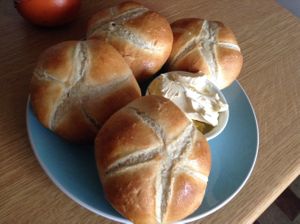 Toasty morning rolls (cobs!). at Loaf BnB in Berwick-upon-tweed